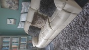 Ivory Leather 3 Seater Recliner Sofa
